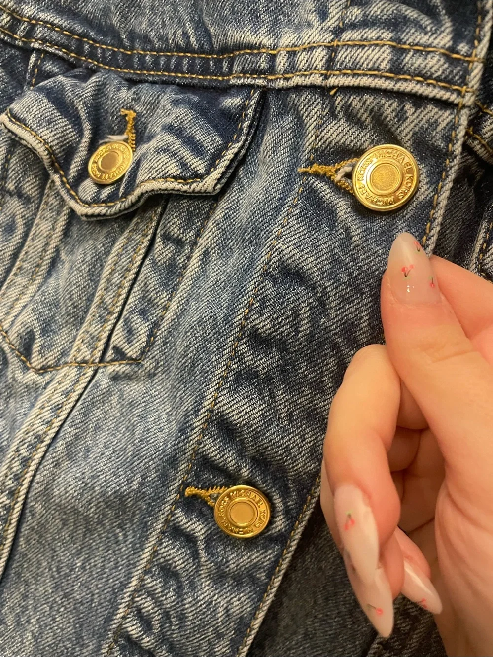 Michael Kors Women’s Light Blue Denim Jacket with Gold Buttons